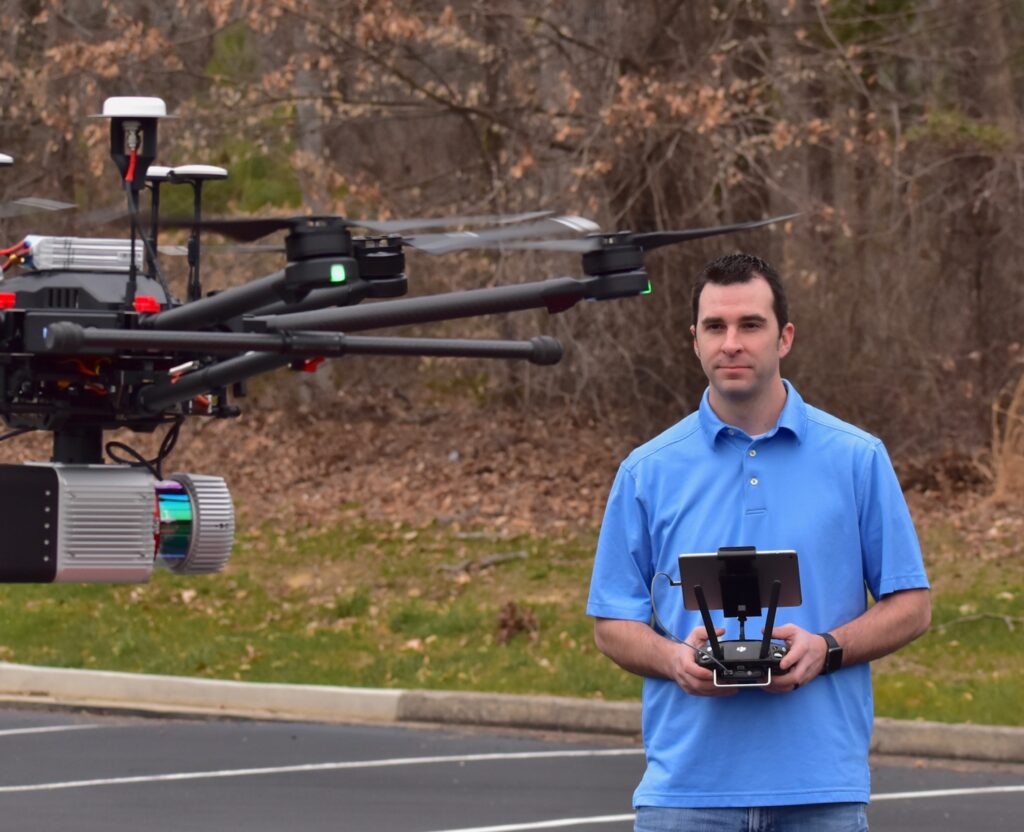 David Barton flying DJI M600 Pro with VUX-1UAV LiDAR